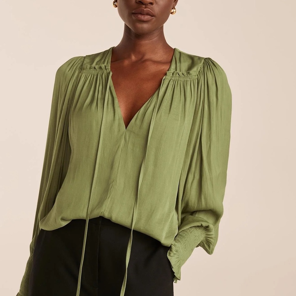 Rebecca Taylor Olive Green Silk Blouse